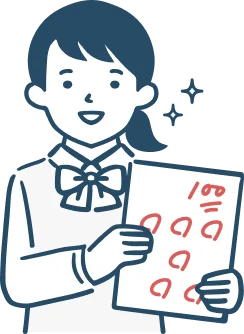 テストの答案を持っている女子生徒のイラスト
